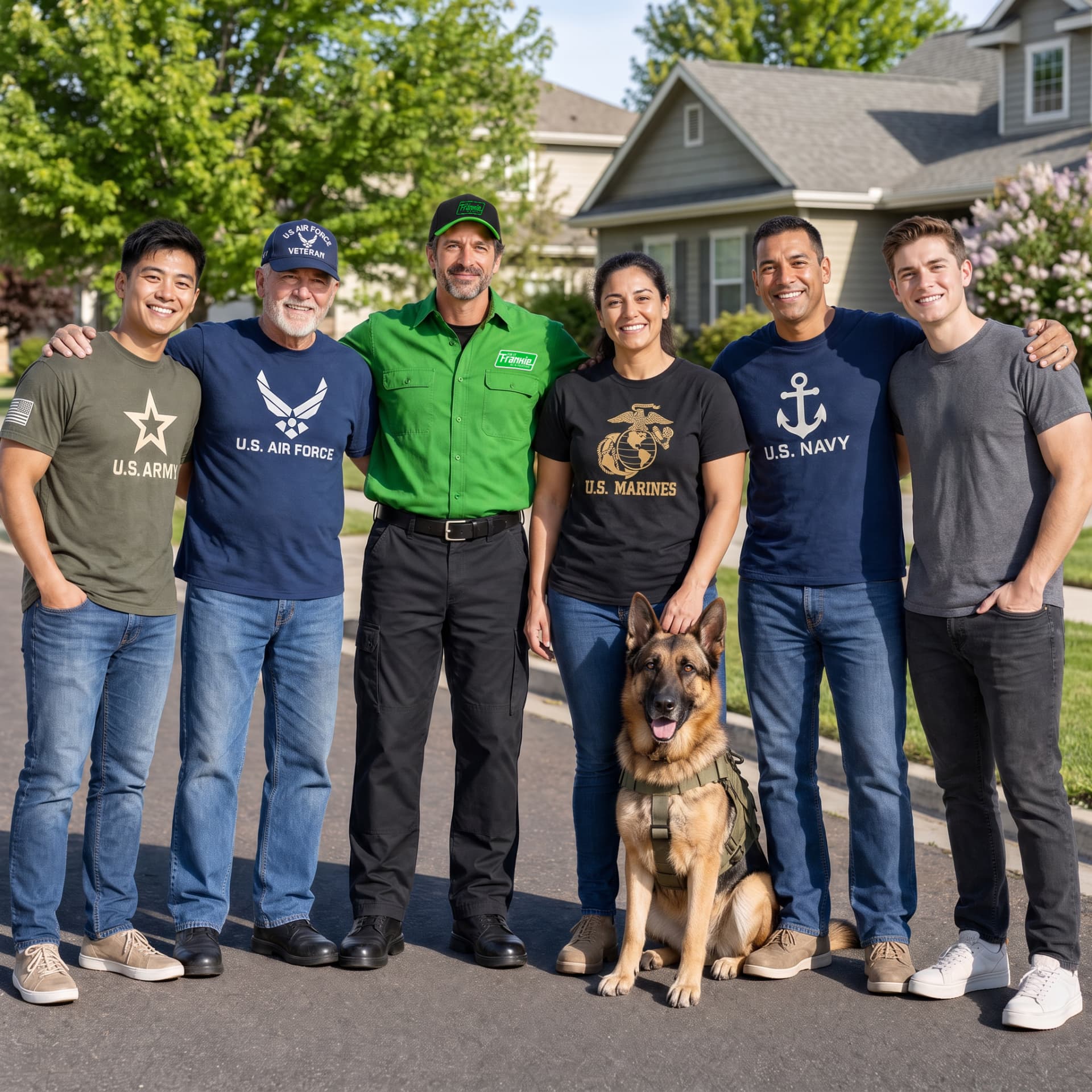 Frankie with military veterans and service members in the Boise community