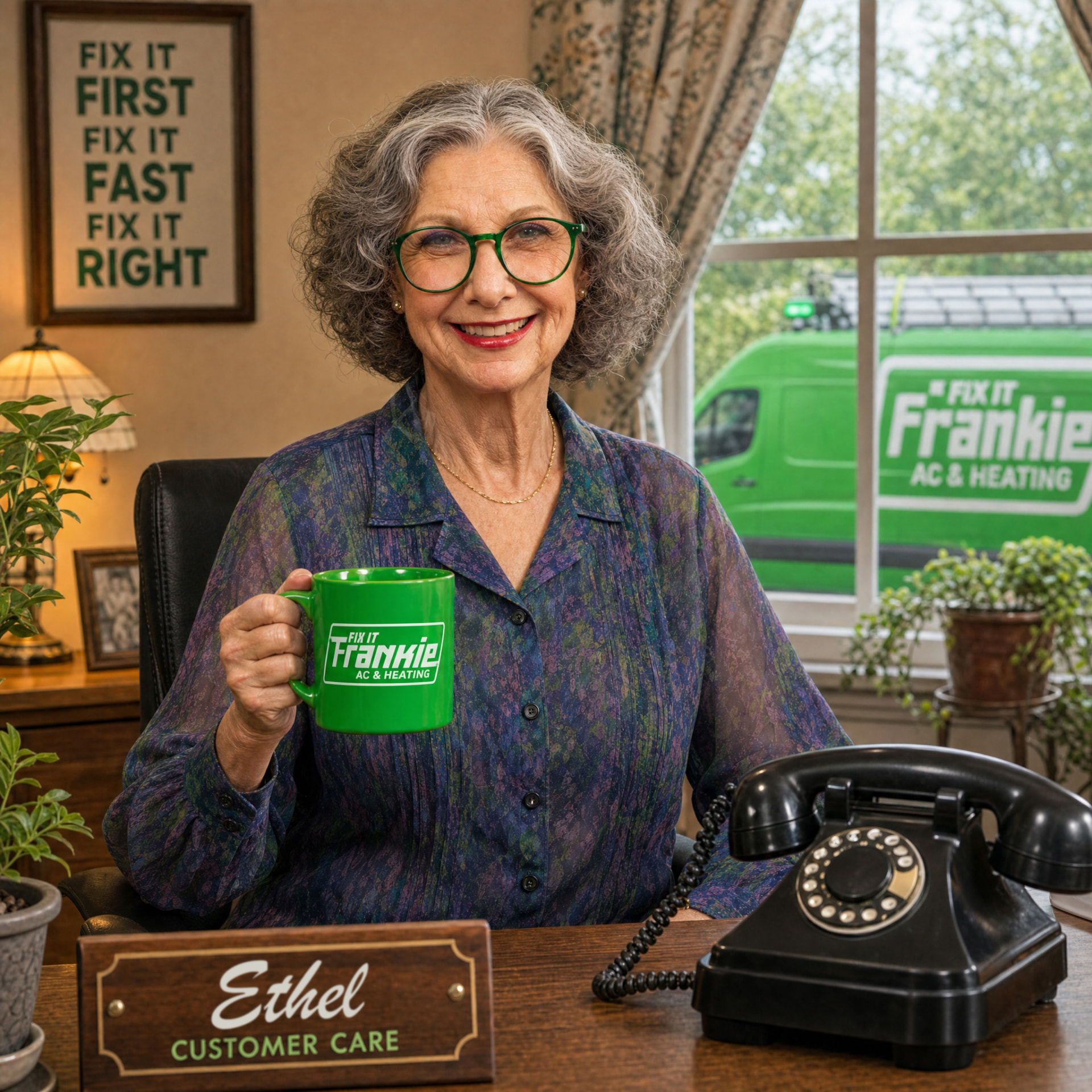 Ethel, Frankie's customer care lead, at her desk